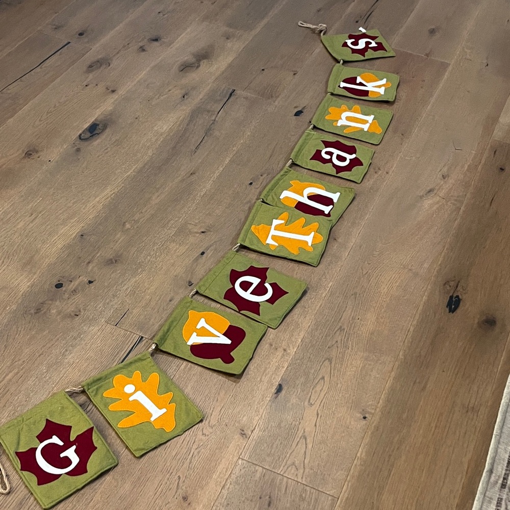 Festive 'Give Thanks' Banner in Green and Orange